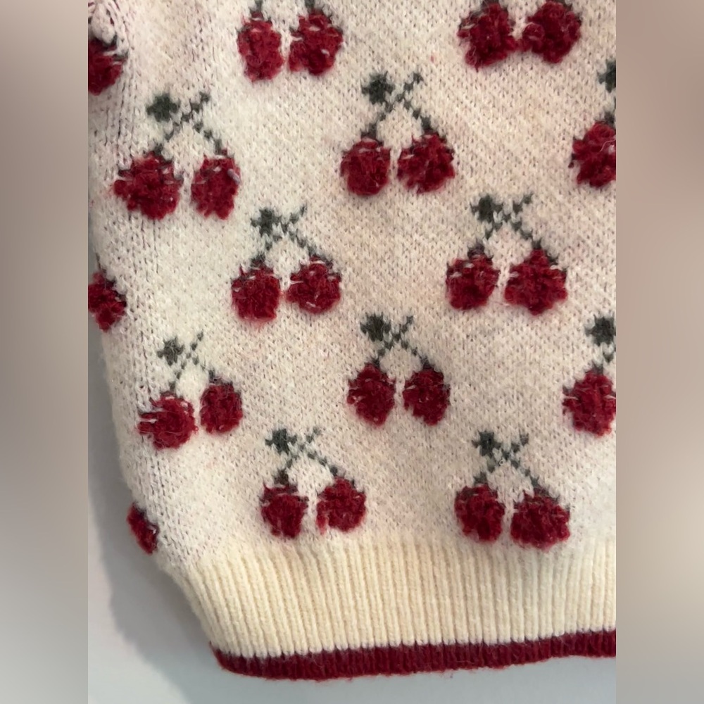 Cider Cherry Pattern Knit Crop Top Size S - Picture 7 of 11